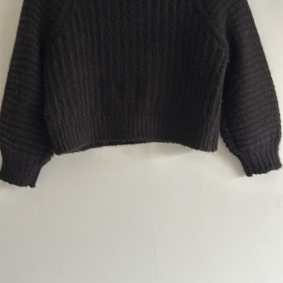 Free People Black Knit Eyelet Crewneck Carter Pullover Women's Size Small - Picture 11 of 14